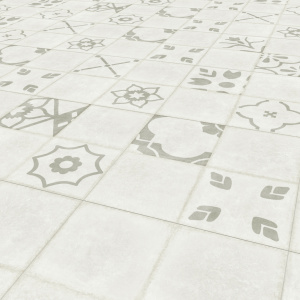 Dalle vinyle - Gerflor Senso Unik - Nomade, détail du décor carreaux de ciment aux motifs graphiques variés