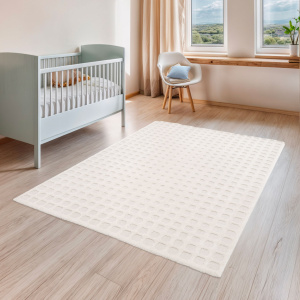 Tapis de salon Art Abstrait crème apportant douceur et relief dans une chambre d’enfant