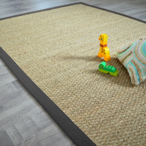 Tapis Jonc de mer Varana panama ganse coton anthracite