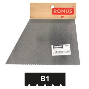 Spatule pour encoller le sol lors de la pose des moquettes ou fibres végétales. Denture nouvelle norme européene T.K.B. : B1