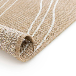 Bord du tapis Riviera beige et crème, tissé à plat et finition soignée