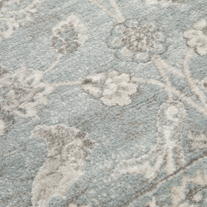 Tapis à motif floral oriental - Nora - Bleu - gros plan