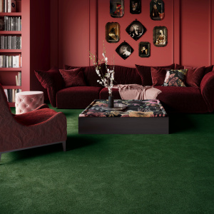 Moquette Ultra douce Pulse Vert forêt, ambiance cocooning et douceur incomparable dans un salon