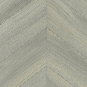 Détail du motif chevron du tapis vinyle sur mesure - Chêne gris