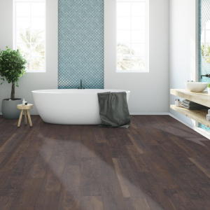 Parquet flottant Stratifié compatible cuisine salle de bain - Chêne brun Cuba - Salle de bain