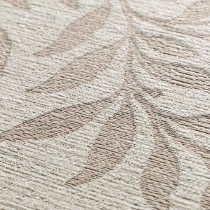 Tapis Matcha Amande en chenille recyclée R-PET, tissage jacquard façon gobelin raffiné