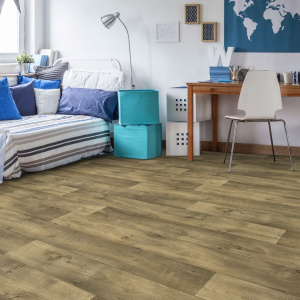 Sol Vinyle Textile Haute Performance - Aspect parquet chêne rustique naturel - chambre
