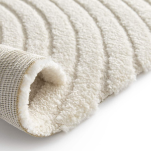 Tapis de salon en relief - Circle - Courbe écru et crème - Tapis et envers