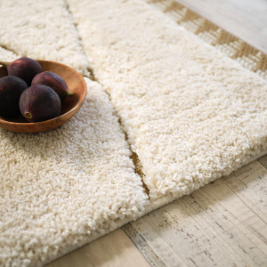 Tapis de salon en relief - Sweet home - Ligne écru et crème - tranche