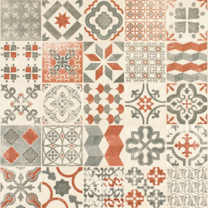 Tapis sur mesure Vinyle Carreaux de ciment - rouge brique