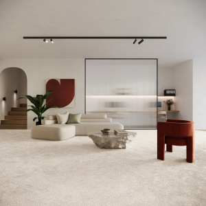 Moquette en polyester recyclé Re-cycle beige nude - salon