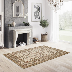 Tapis style persan en velours ras - Kiana - Beige antique - salon