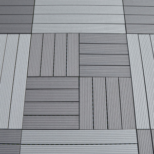 Motif de pose en dalles de terrasse composite clipsables gris