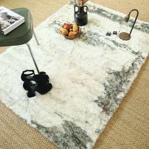 Tapis shaggy à poils longs ultra doux Fluffy crème, marron et caramel - vue de loin