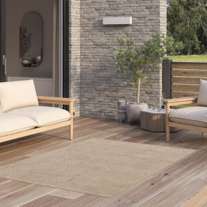 Tapis intérieur et extérieur en relief - Lauria - Beige - terrasse