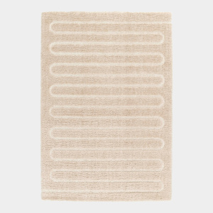 Tapis caramel à motif zig-zag texturé velours épais ambiance chaleureuse