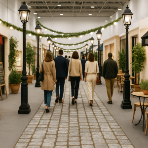Moquette Stand imprimée pour création d'allée décorative façon Pavés anciens pour stand ou exposition
