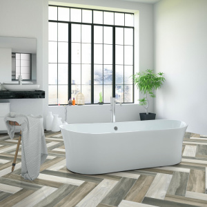 Sol Vinyle Link - Imitation parquet coloré bâton rompu - Surface satinée - Salle de bain