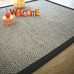 Tapis intérieur / extérieur Java Chevron silver ganse noire