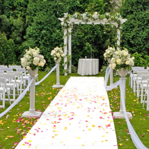 Revêtement de sol Stand Expo filmé Blanc pour allée centrale lors d’un mariage ou d’une réception