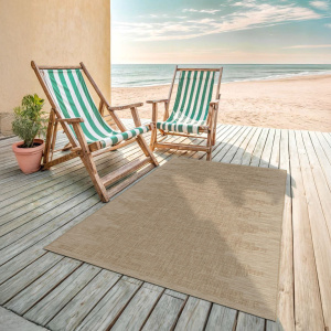 Tapis d'intérieur ou d'extérieur aspect naturel - Amaya - Beige - terrasse