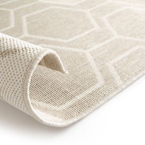 Tapis intérieur et extérieur motif graphique - Hexagone - Beige et écru - envers
