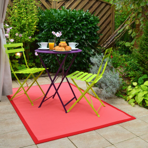 Tapis PVC tressé - Rose Corail - Décoration extérieure