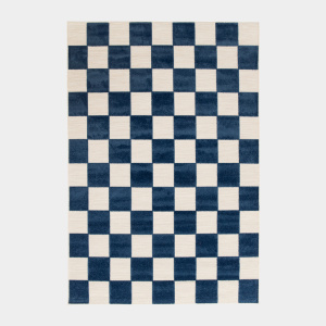 Tapis intérieur et extérieur motif damier - Marius - Bleu