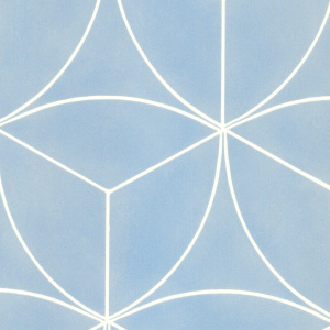 Sol vinyle textile économique rosace géométrique bleue, finition mate et design moderne