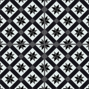 Dalle vinyle - Gerflor Senso Unik - Cordoba black, décor carreaux de ciment noir et blanc à motifs graphiques