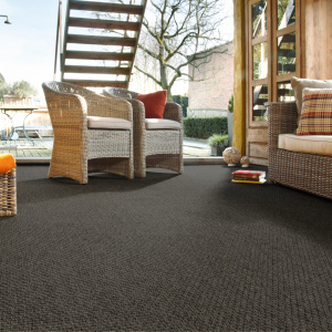 Tapis sur mesure Tissé plat natté Sumatra - Noir - Terrasse