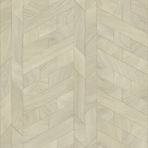Zoom sur le sol en vinyle éco-conçu - Lamelles de bois - Naturel, avec motif bois clair à chevrons