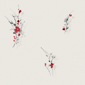 Papier peint vinyle expansé sur intissé - Aquarelle - Fleurs rouges - Sans perspective
