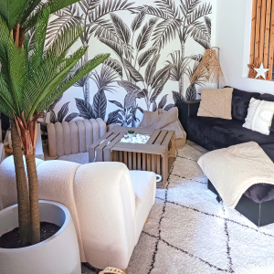 Tapis motif berbère - Rituel - Noir et écru - salon