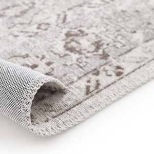 Tapis à motif oriental en tissus chenille recyclé - Yanis - Gris et brun - envers