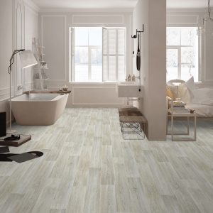 Sol Vinyle Interior - Imitation parquet chêne scandinave blanchi - salle de bain