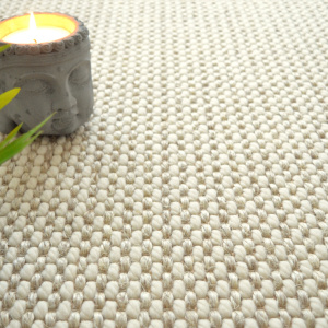 Tapis Laine et Sisal Albury grosses boucles - Blanc crème - Ganse coton Limon - vue de près