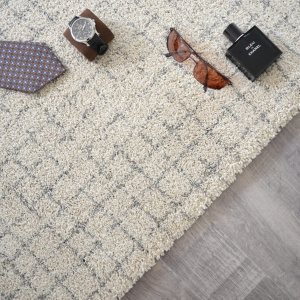Tapis Nomadic Crème - Quadrillage - Tranche vue de haut