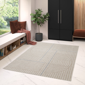 Tapis souple en matière recyclée - New Line - Beige et crème - salon