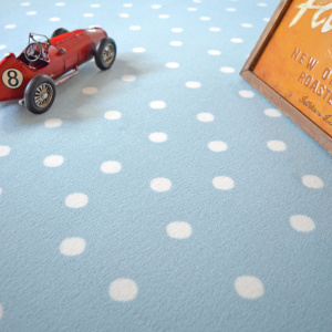 Tapis sur mesure Enfant pois bleu - vue de face