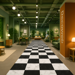 Moquette Stand imprimée Damier marbré en allée décorative dans un espace d’exposition