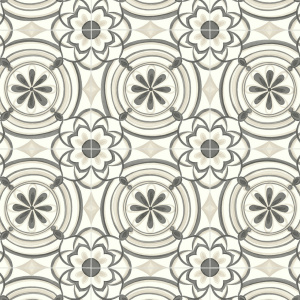 Finition mate et design andalou pour sol vinyle Textile Rénove - Effet carreaux de ciment Andalousie - Noir