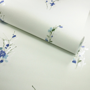 Papier peint vinyle expansé sur intissé - Aquarelle - Fleurs bleues