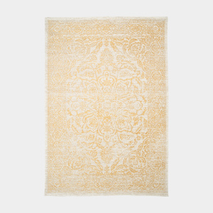 Tapis à motif oriental en tissu chenille recyclé Camélia jaune
