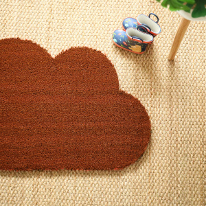 Paillasson coco Nuage rouille en fibres naturelles, exclusivité Decoweb, rendu décoratif au sol