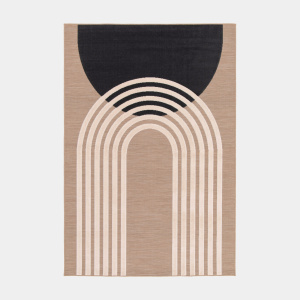 Tapis intérieur et extérieur en relief Luna beige et noir