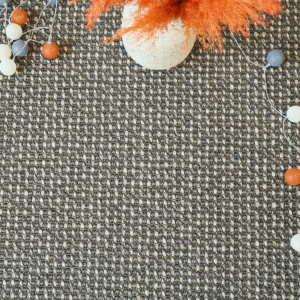 Laine et sisal Caloundra grosses boucles gris vue d’ensemble texture régulière