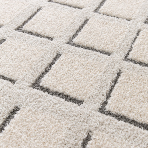 Tapis de salon graphique en relief - Case - Beige crème - gros plan