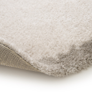 Tapis rond en matière douce recyclée - Creamy - Beige et crème - envers
