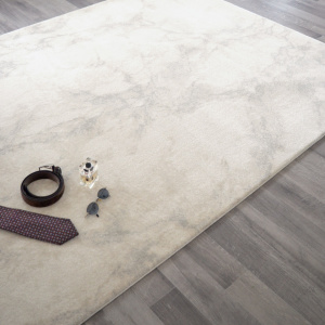 Tapis de salon - Velours marbré clair - Crème - Vue de loin